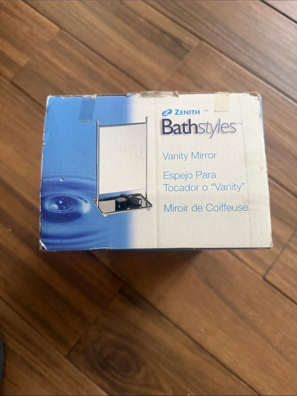 New Zenith Bathstyles Polished Chrome Vanity Mirror - Silver/Blue Box